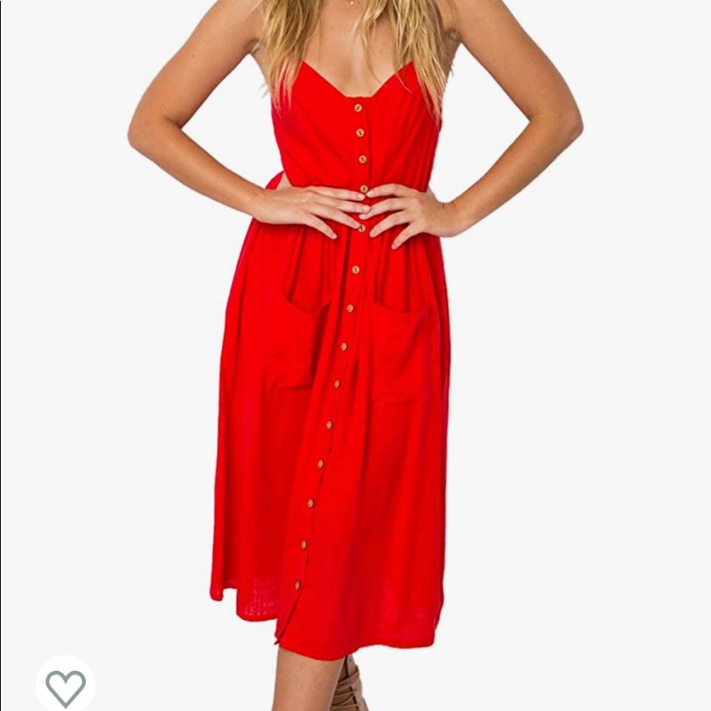 Red midi dress